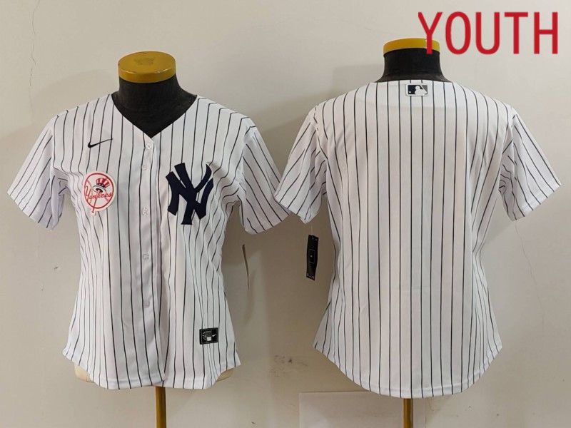 Youth New York Yankees Blank White stripe Game 2024 Nike MLB Jersey style 2